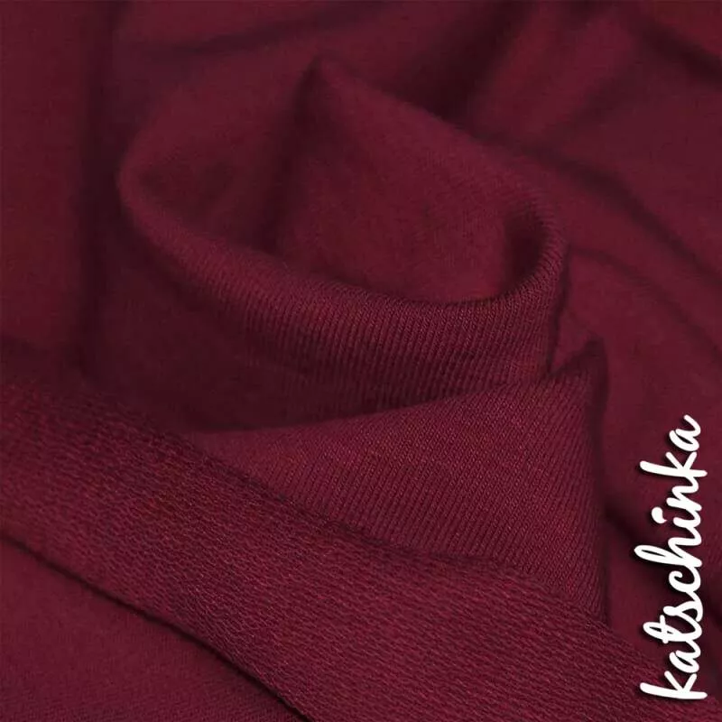 Sommersweat Stoff bordeaux als Meterware – elastischer French Terry Sweatstoff