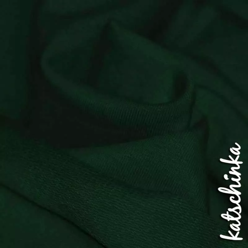 Sommersweat Stoff dunkelgrün als Meterware – elastischer French Terry Sweatstoff