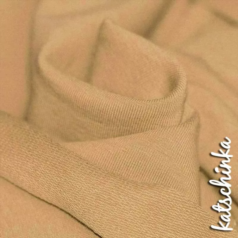 Sommersweat Stoff kakao als Meterware – elastischer French Terry Sweatstoff