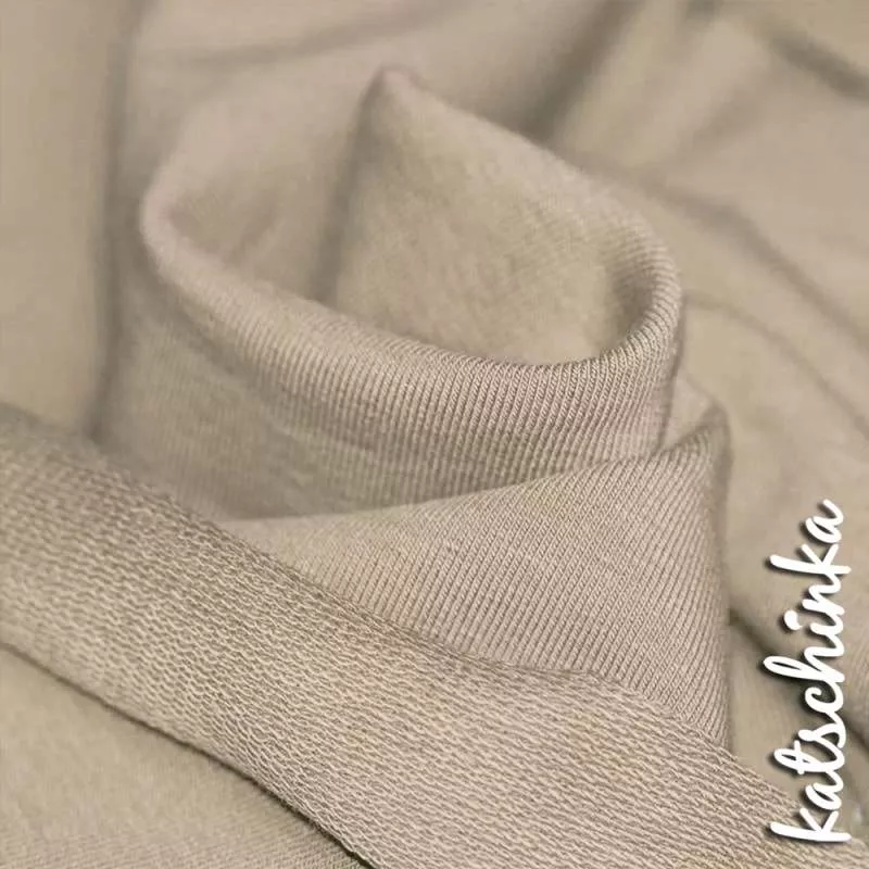 Sommersweat Stoff dunkel beigeals Meterware – elastischer French Terry Sweatstoff