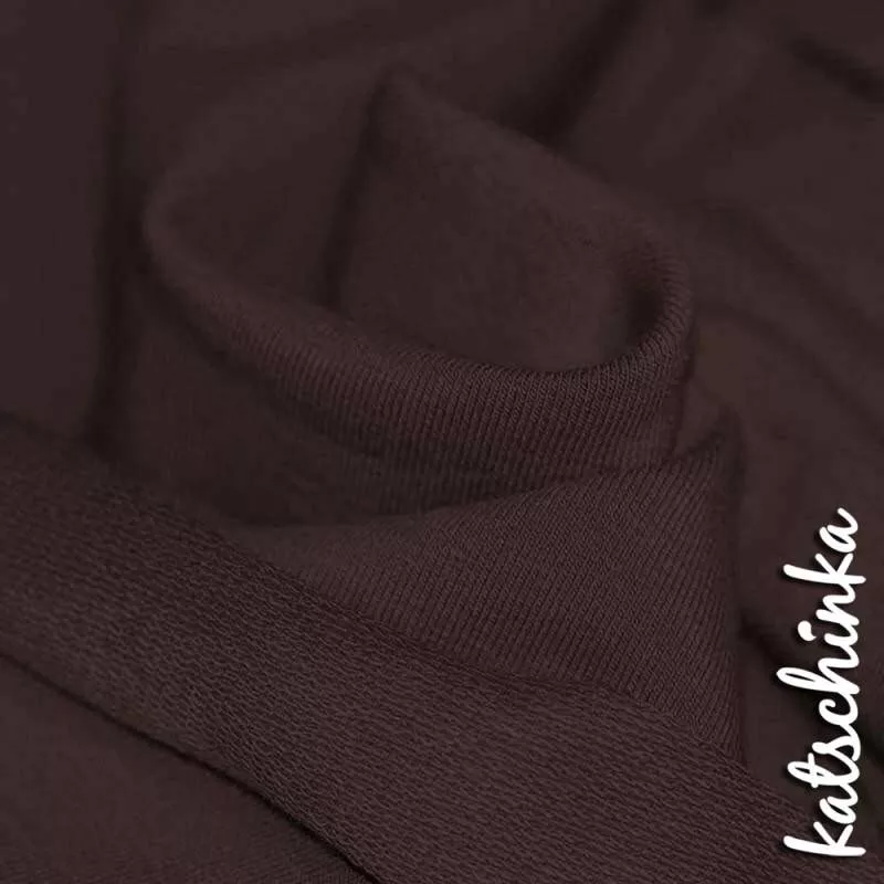 Sommersweat Stoff dunkelbraun als Meterware – elastischer French Terry Sweatstoff