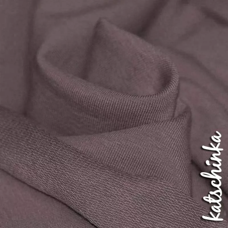 Sommersweat Stoff dunkelmauve nude als Meterware – elastischer French Terry Sweatstoff