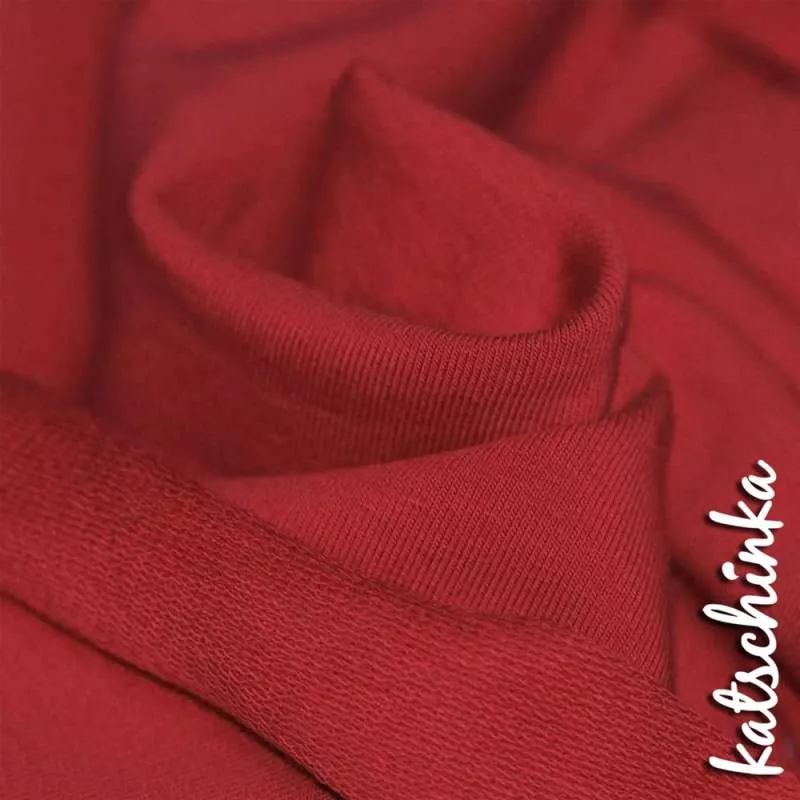 Sommersweat Stoff dunkelrot als Meterware – elastischer French Terry Sweatstoff