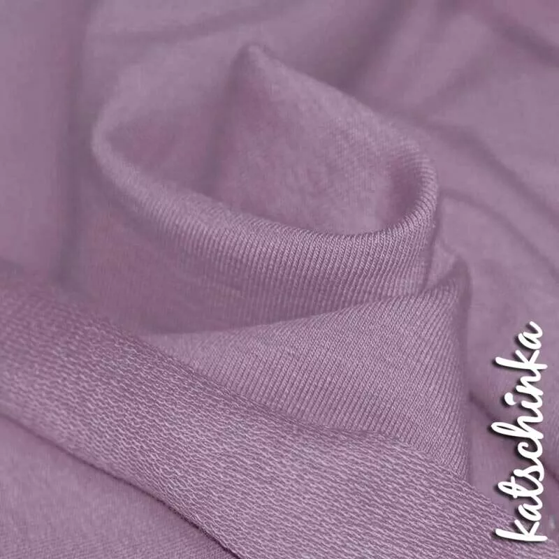 Sommersweat Stoff dusty flieder nude als Meterware – elastischer French Terry Sweatstoff