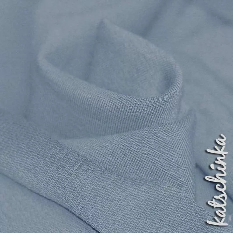 Sommersweat Stoff dusty blue als Meterware – elastischer French Terry Sweatstoff