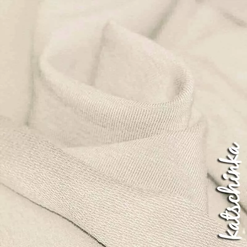 Sommersweat Stoff ecru als Meterware – elastischer French Terry Sweatstoff