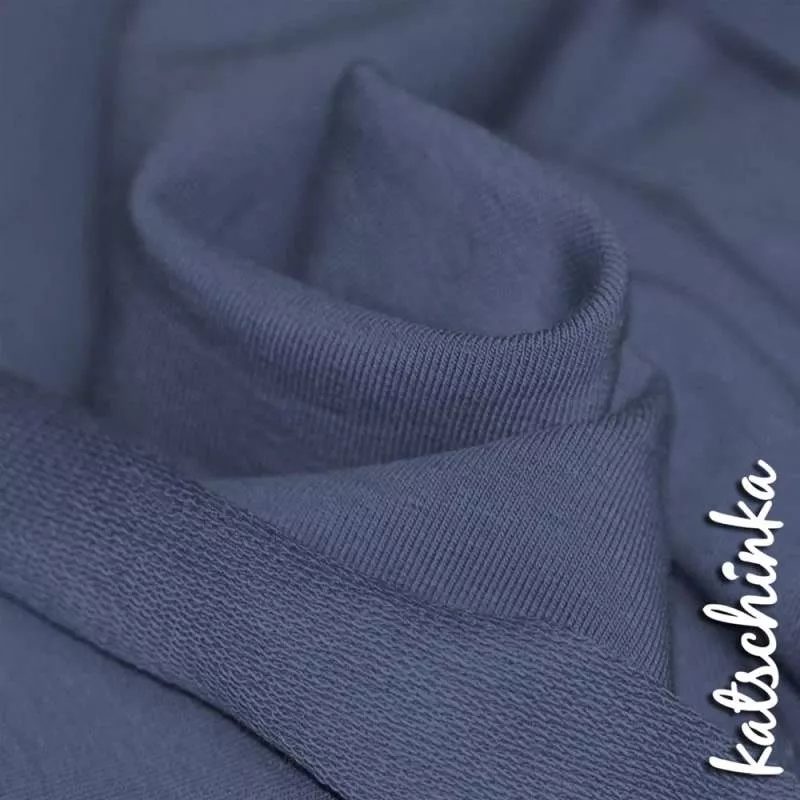 Sommersweat Stoff jeansblau als Meterware – elastischer French Terry Sweatstoff