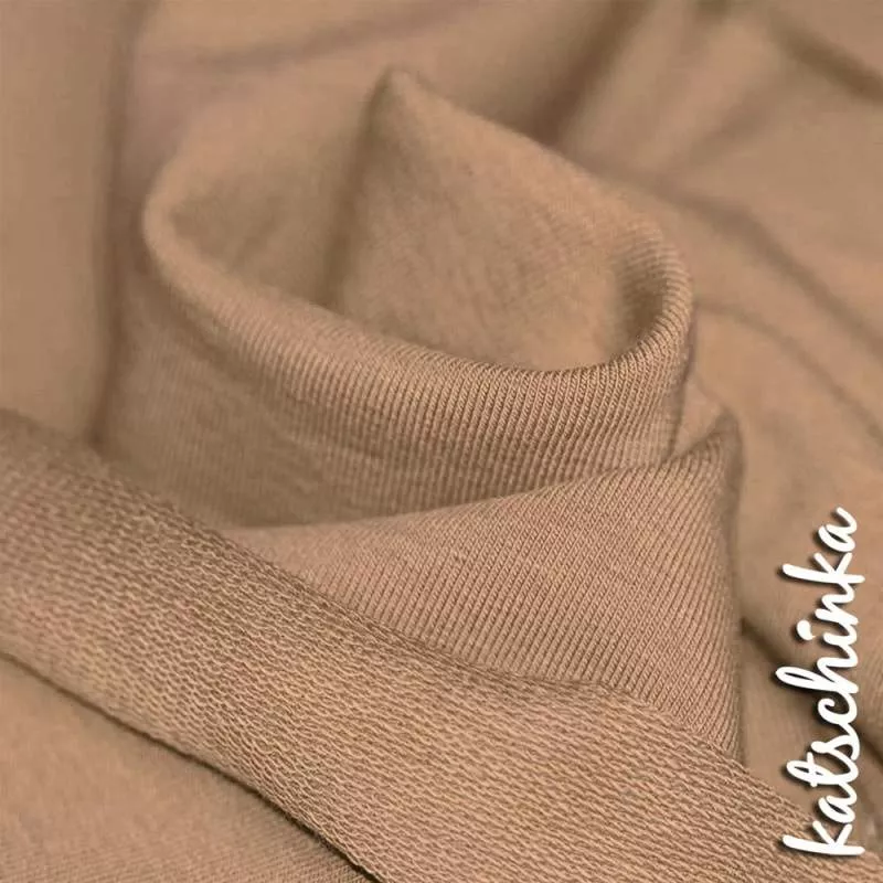 Sommersweat Stoff kakao als Meterware – elastischer French Terry Sweatstoff