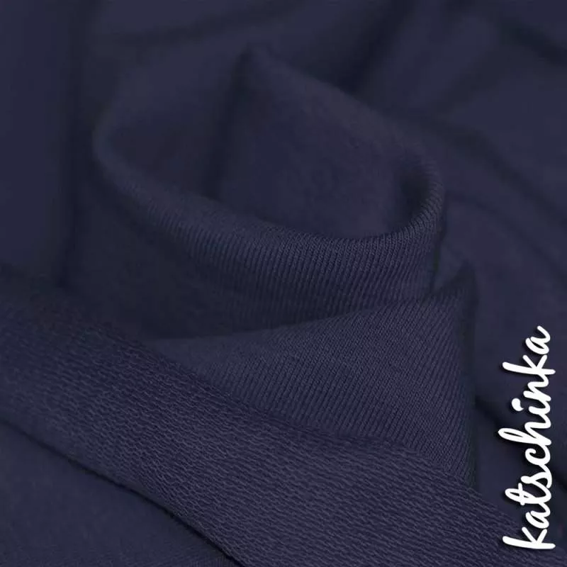 Sommersweat Stoff deep marine als Meterware – elastischer French Terry Sweatstoff