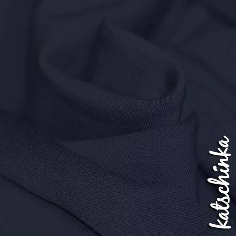 Sommersweat Stoff dunkelblau als Meterware – elastischer French Terry Sweatstoff