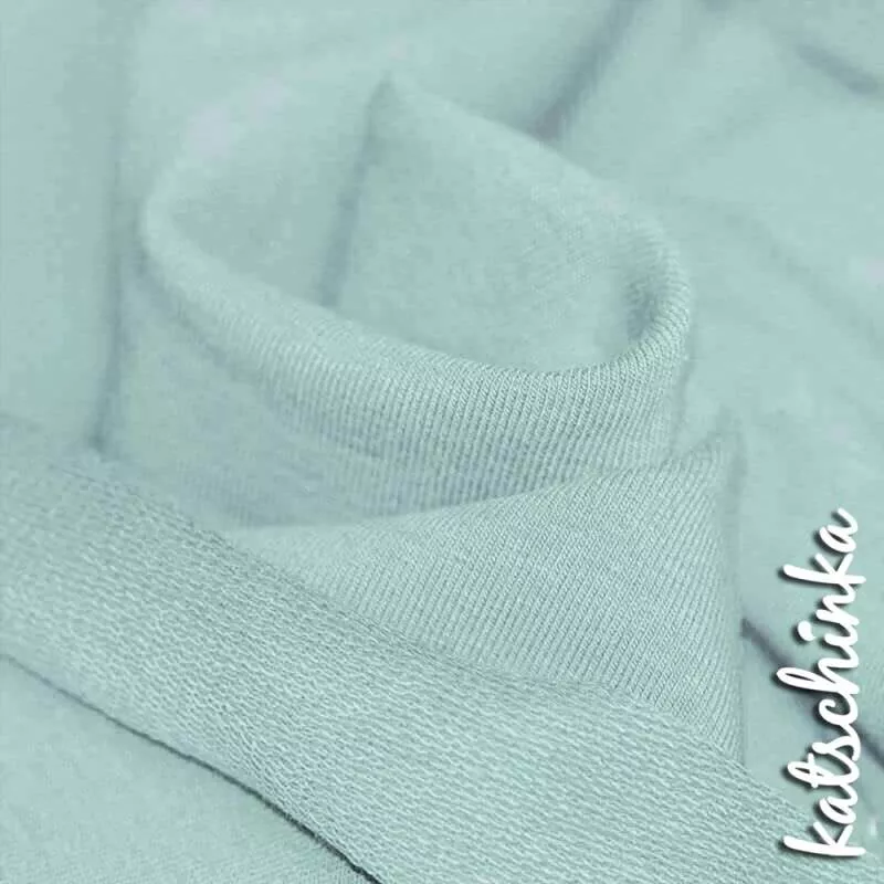 Sommersweat Stoff meergrün als Meterware – elastischer French Terry Sweatstoff