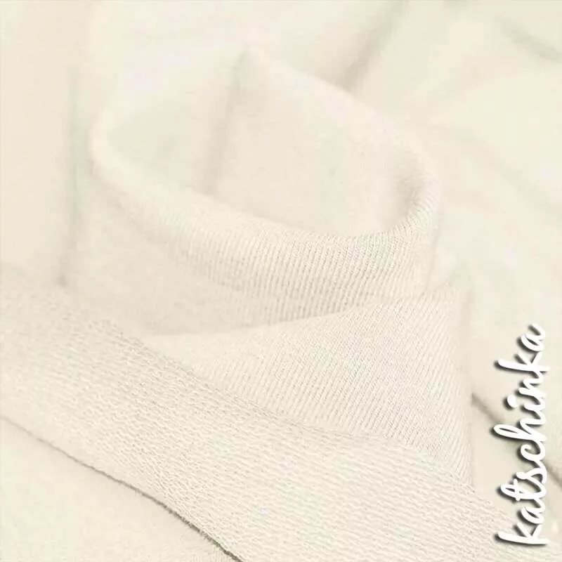 Sommersweat Stoff ecru als Meterware – elastischer French Terry Sweatstoff
