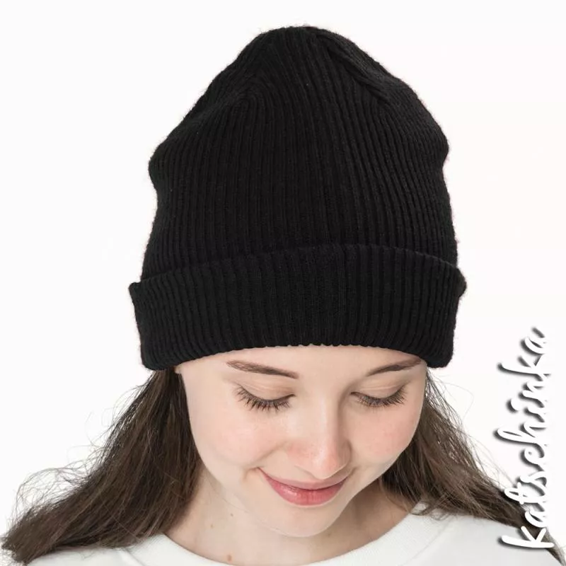 Grobstrick Bündchen schwarz als Schlauchware, geripptes Hipster Bündchen für Pullover, Hosen und Mützen