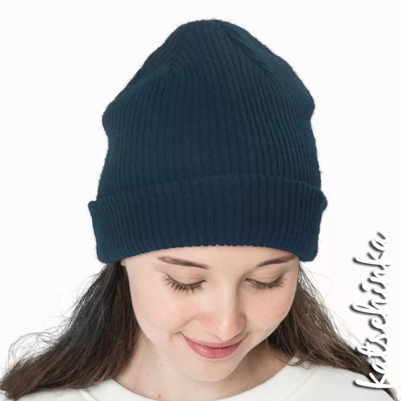 Grobstrick Bündchen dunkelpetrol meliert als Schlauchware, geripptes Hipster Bündchen für Pullover, Hosen und Mützen