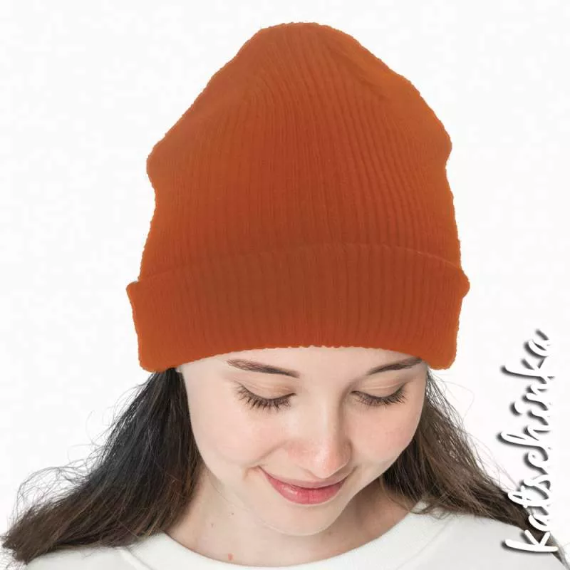 Grobstrick Bündchen terrakotta als Schlauchware, geripptes Hipster Bündchen für Pullover, Hosen und Mützen