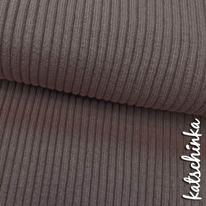 Detailaufnahme taupe/schlamm Grobstrick Bündchen mit elastischer, gerippter Struktur