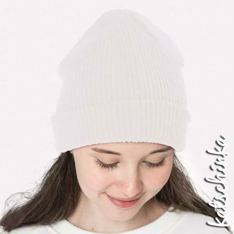 Grobstrick Bündchen weiss als Schlauchware, geripptes Hipster Bündchen für Pullover, Hosen und Mützen