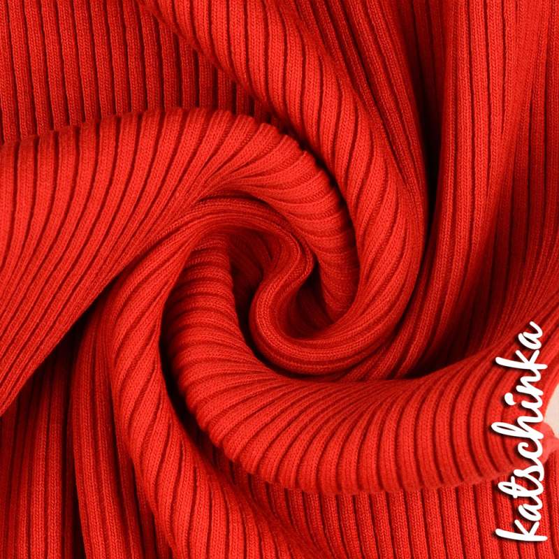 Grobstrick Bündchen rot als Schlauchware, geripptes Hipster Bündchen für Pullover, Hosen und Mützen