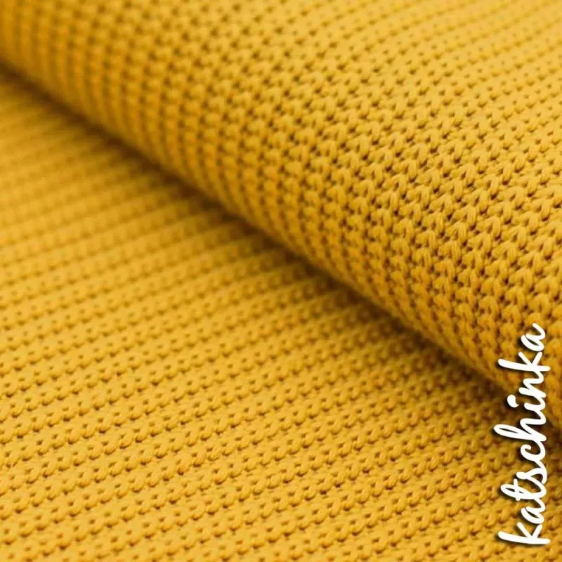Big Knit Baumwolle Grobstrickstoff ocker / senf 515 Grobstrick Strickstoff Meterware