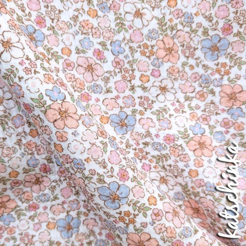 Musselin Blumen Sommergefühl 4679 | 100% Baumwolle | Musselinstoff | Double Gauze | Musselintuch