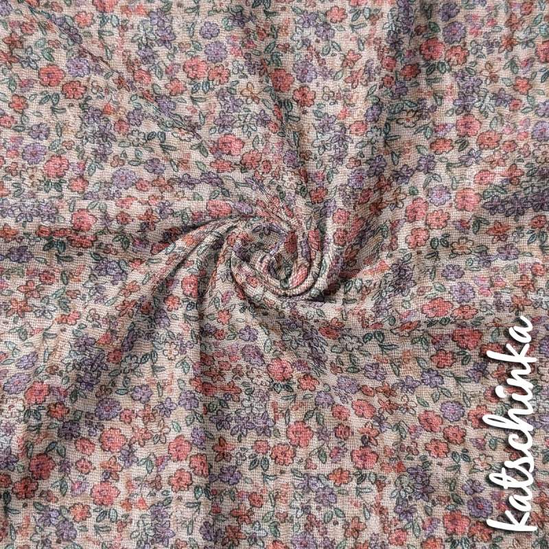 Musselin Hübsche Blume lehmrosa 4676 | 100% Baumwolle | Musselinstoff | Double Gauze | Musselintuch
