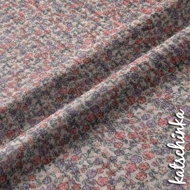 Musselin Hübsche Blume lehmrosa 4676 | 100% Baumwolle | Musselinstoff | Double Gauze | Musselintuch