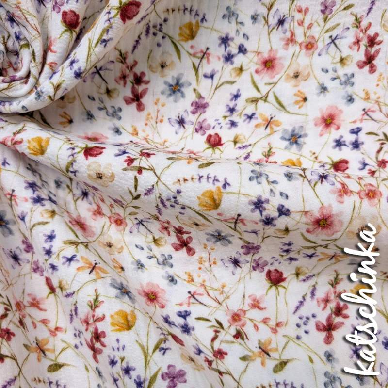 Musselin Wildblumen 4683 | 100% Baumwolle | Musselinstoff | Double Gauze | Musselintuch - Kopie