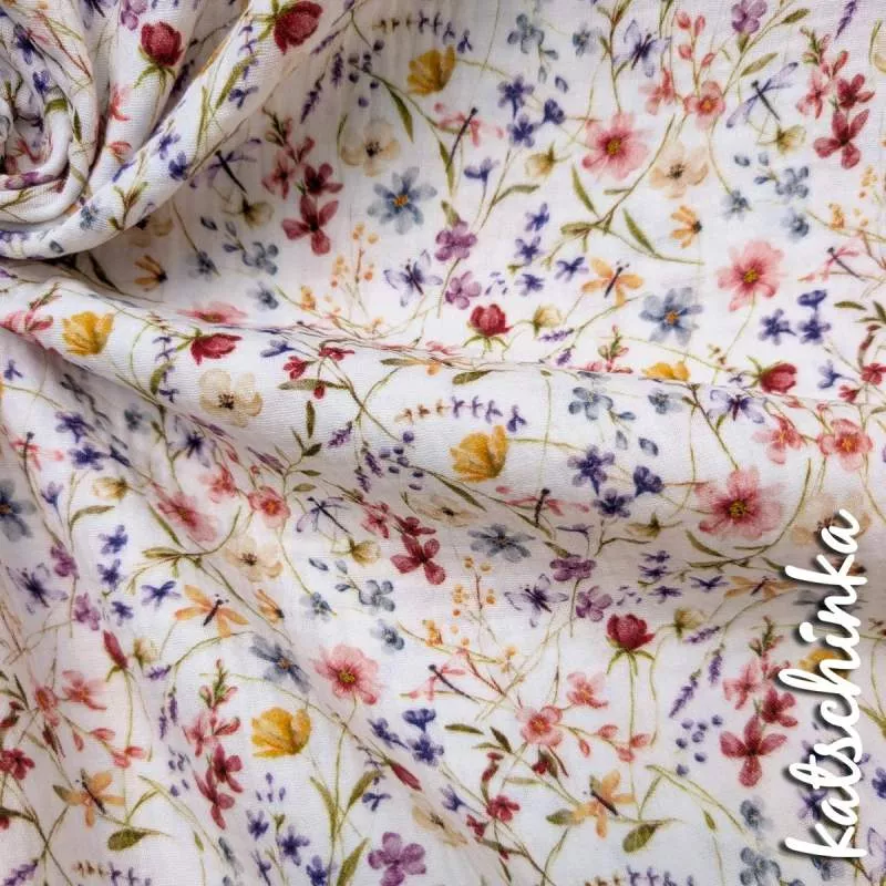 Musselin Wildblumen 4683 | 100% Baumwolle | Musselinstoff | Double Gauze | Musselintuch - Kopie