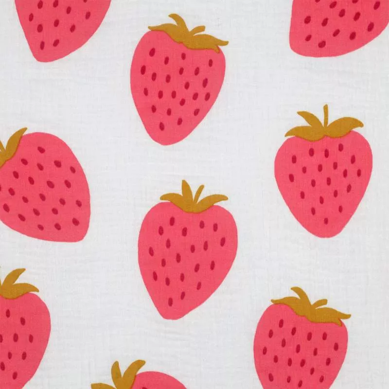 Musselin Stoff Erdbeeren Big 010 | 100% Baumwolle | Musselinstoff | Double Gauze | Musselintuch