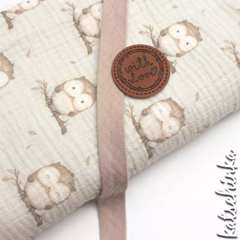 Musselin kleine Eule | 100% Baumwolle | Musselinstoff | Double Gauze | Musselintuch