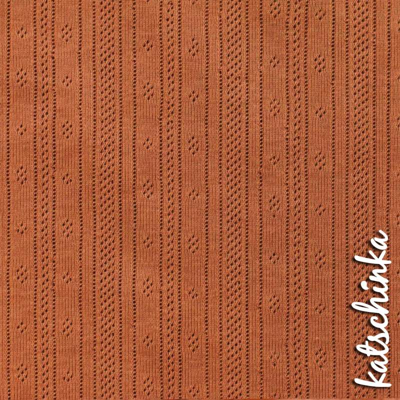 Pointelle Feinstrick Jersey cognac 1616 | Meterware zum nähen