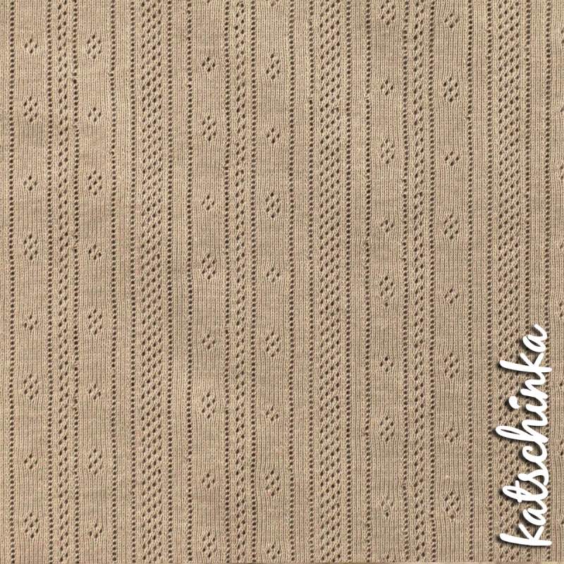 Pointelle Feinstrick Jersey dunkelbeige 1619 | Meterware zum nähen