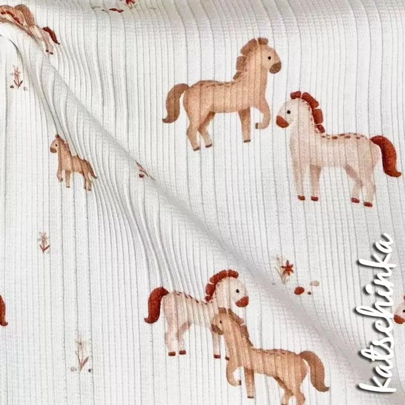 Unregelmässiger Ribstrick Pferde 4802