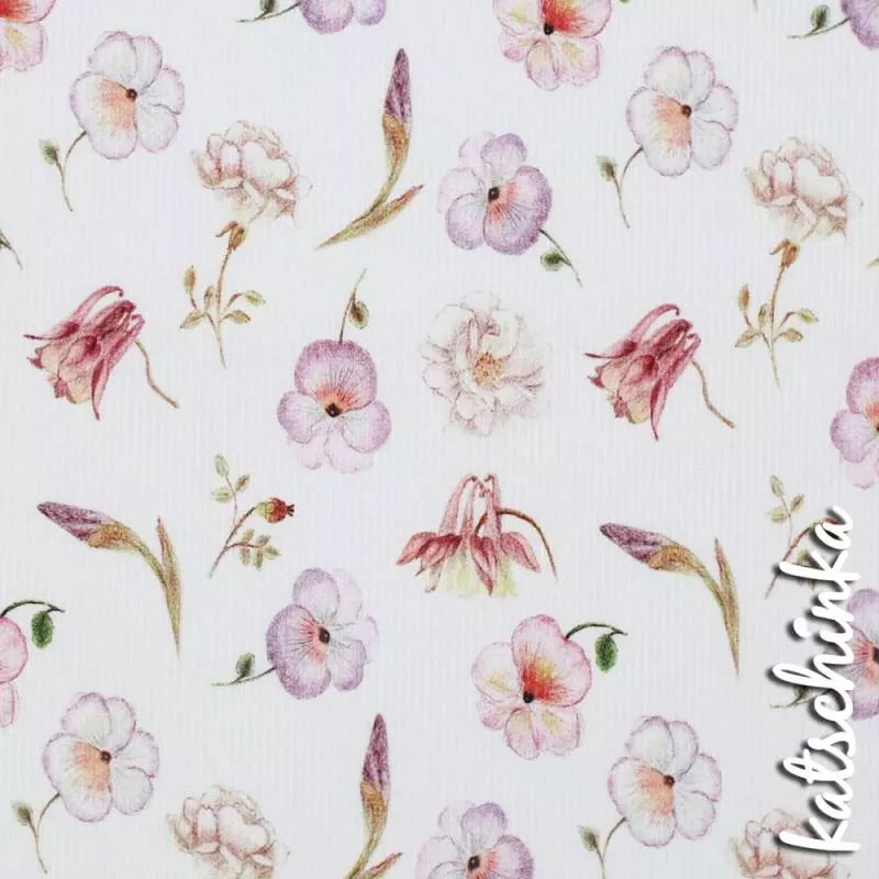 Ribjersey Wilde Gartenblumen 7107 schmale Rippen