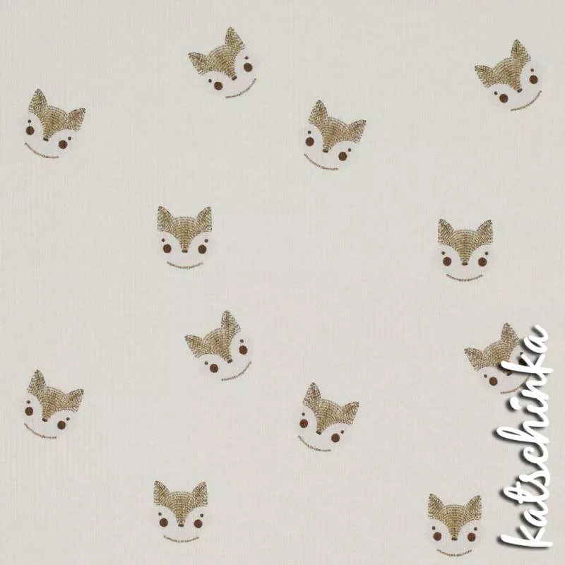 Ribjersey Skizze Füchse beige 7122 schmale Rippen