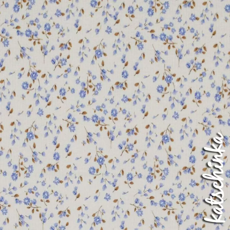 Ribjersey Miniblumen Blau Vergissmeinnicht 7106 schmale Rippen