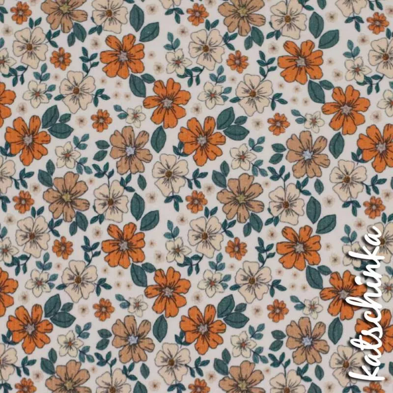 Ribjersey Retro Flower 0797 schmale Rippen