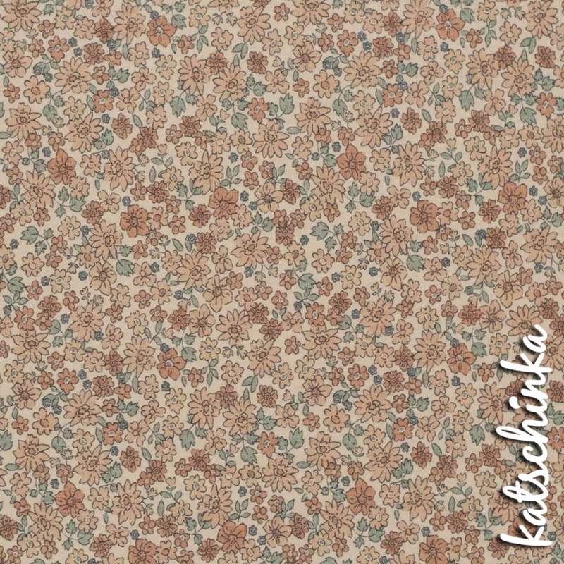 Ribjersey süsse kleine Blumen kakao 0777 schmale Rippen