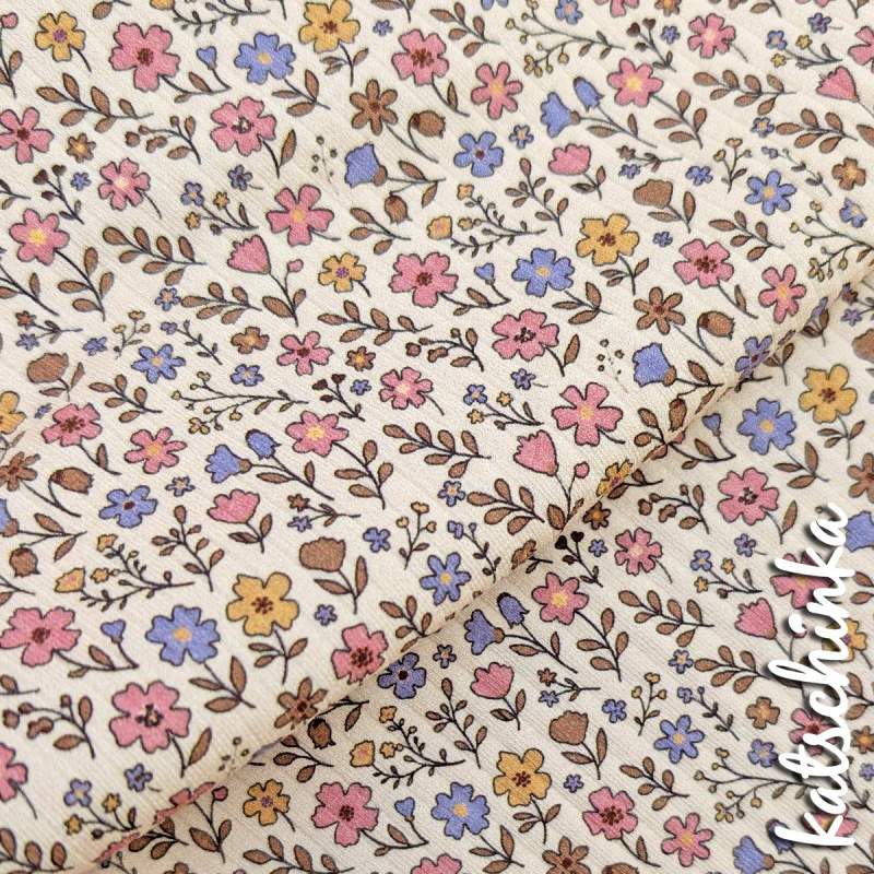 Breiter Ribjersey Retro Blumen 6602 Breit-Rib