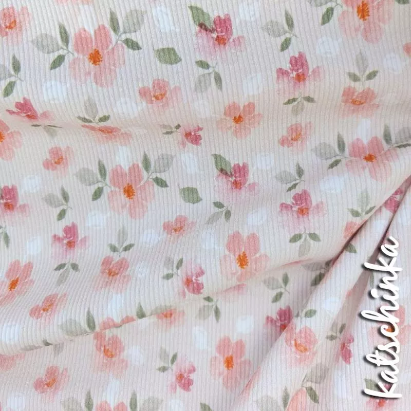 Ribjersey Pastell Blume 7156 schmale Rippen