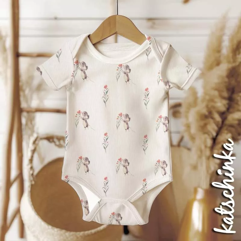Ribjersey Maus mit Blume 7114 schmale Rippen