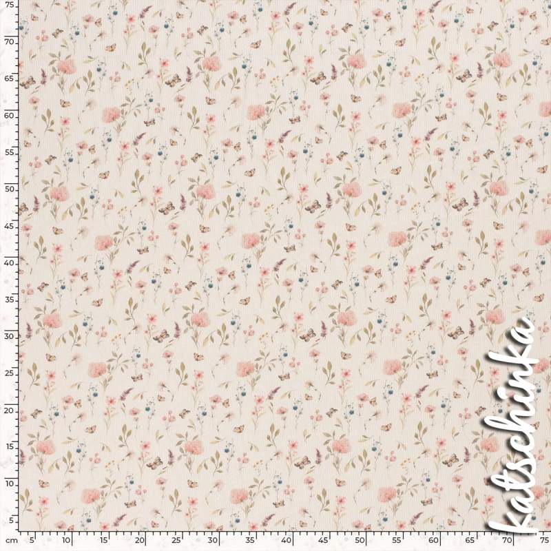 Ribjersey Blumen & Schmetterlinge 21746 schmale Rippen