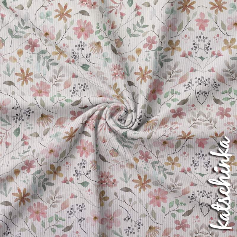 Ribjersey florale Wildrosen 23553 schmale Rippen