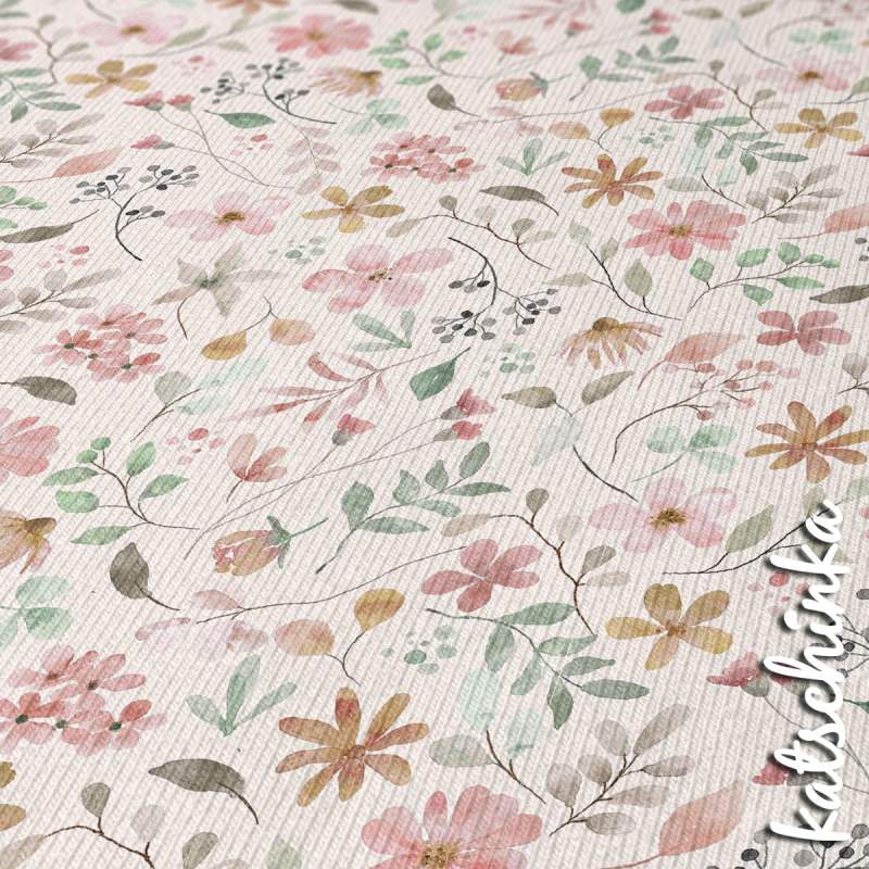 Ribjersey florale Wildrosen 23553 schmale Rippen