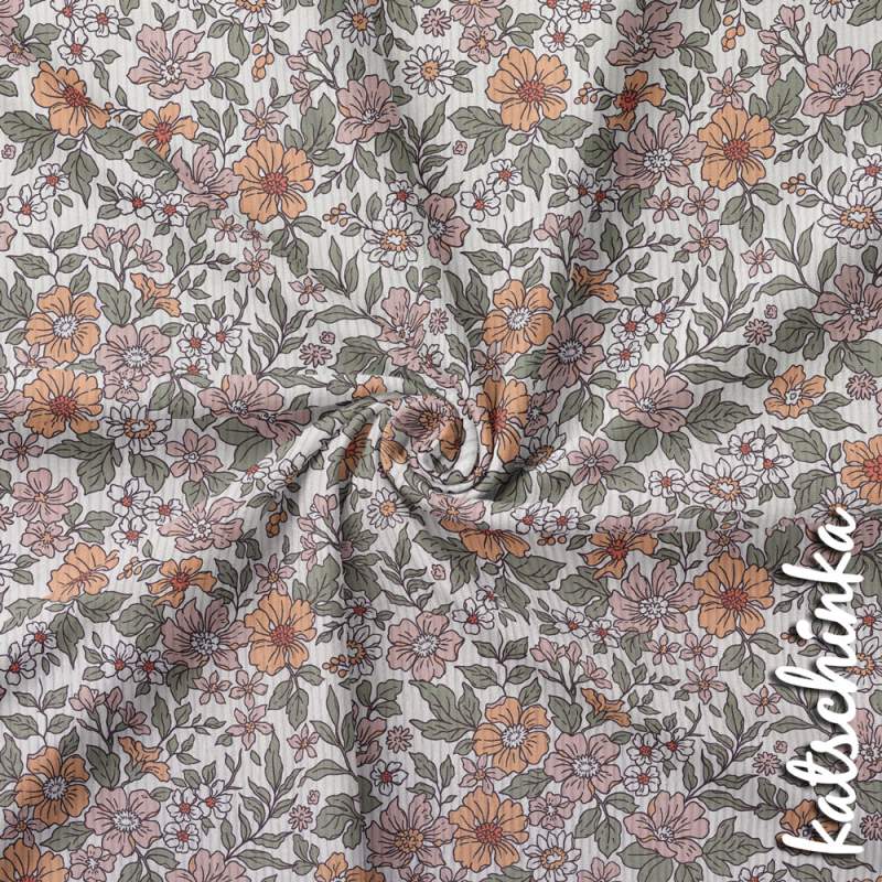 Ribjersey Hibiscusblüte 23570 schmale Rippen