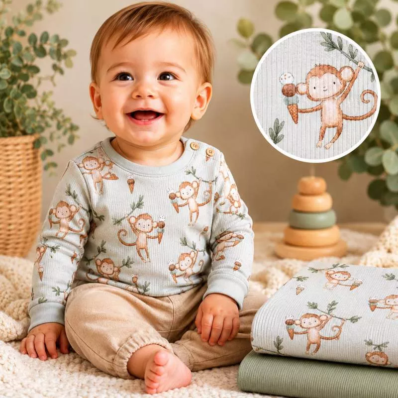 Ribjersey Affe mit Eiscreme 7166 schmale Rippen