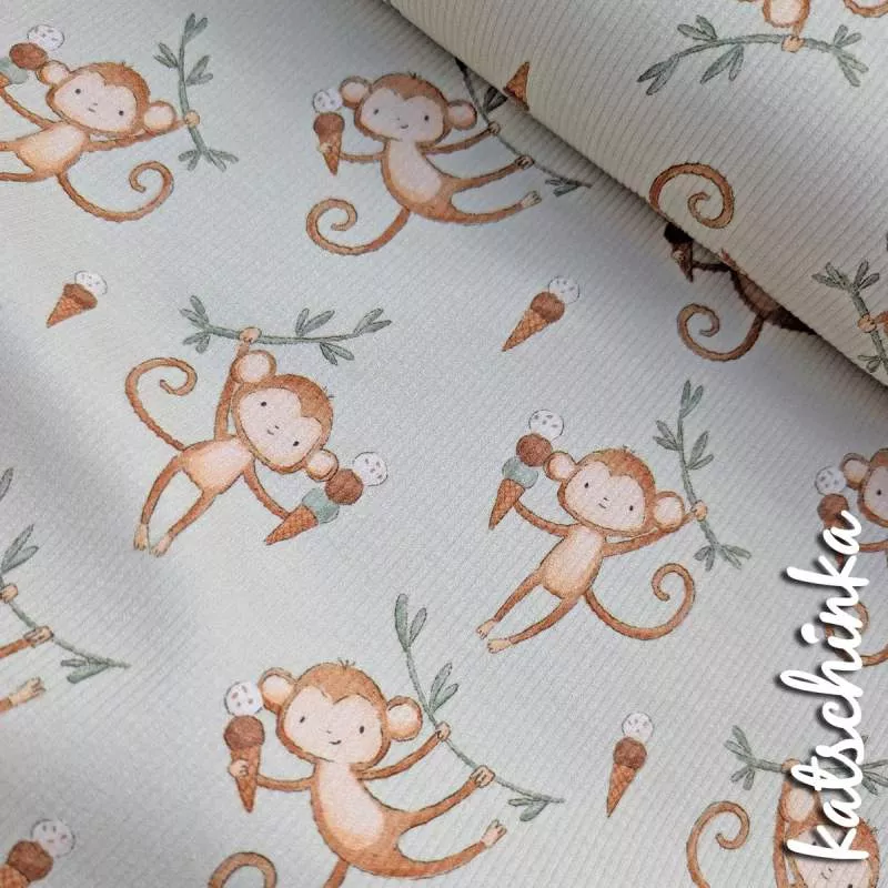 Ribjersey Affe mit Eiscreme 7166 schmale Rippen