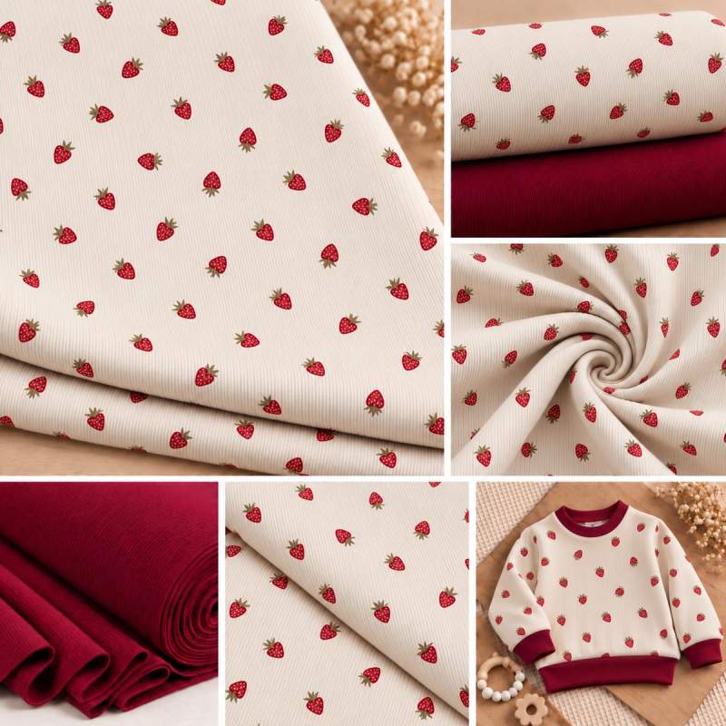 Ribjersey Fruchtgenuss Erdbeeren 7192 schmale Rippen - Kopie