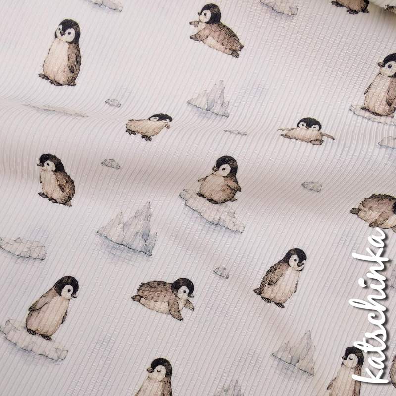 Ribjersey Pinguine auf Eisblock 7187 schmale Rippen