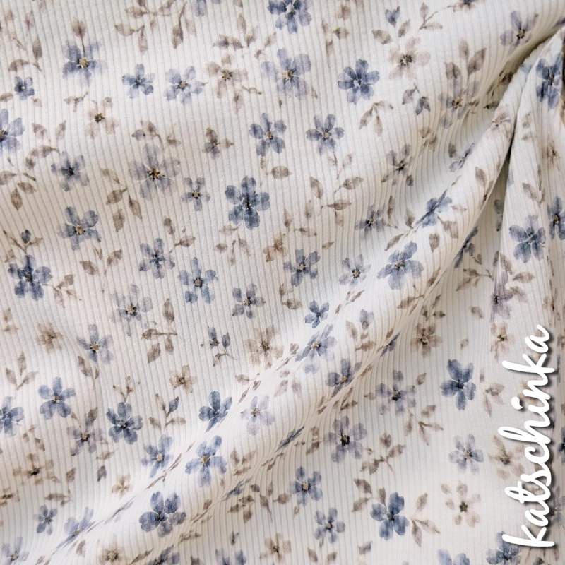 Ribjersey Wildblüte stahlblau 7189 schmale Rippen
